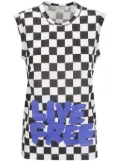 Comme Des Garçons Comme Des Garçons checked slogan-print tank top - White