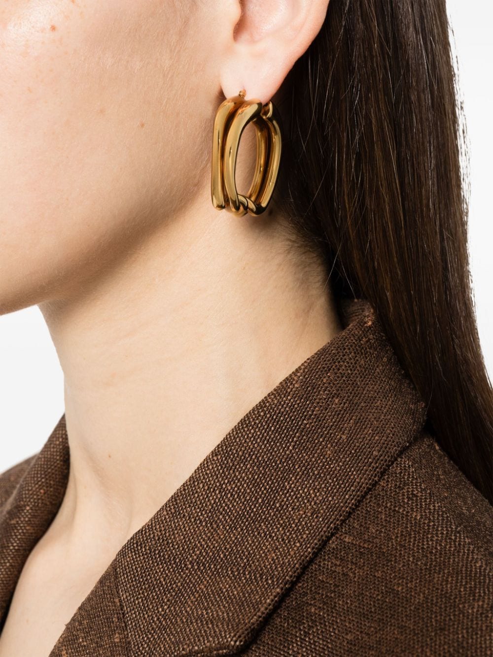 Shop Jacquemus Les Petites Créoles Nodi Hoop Earrings In Gold