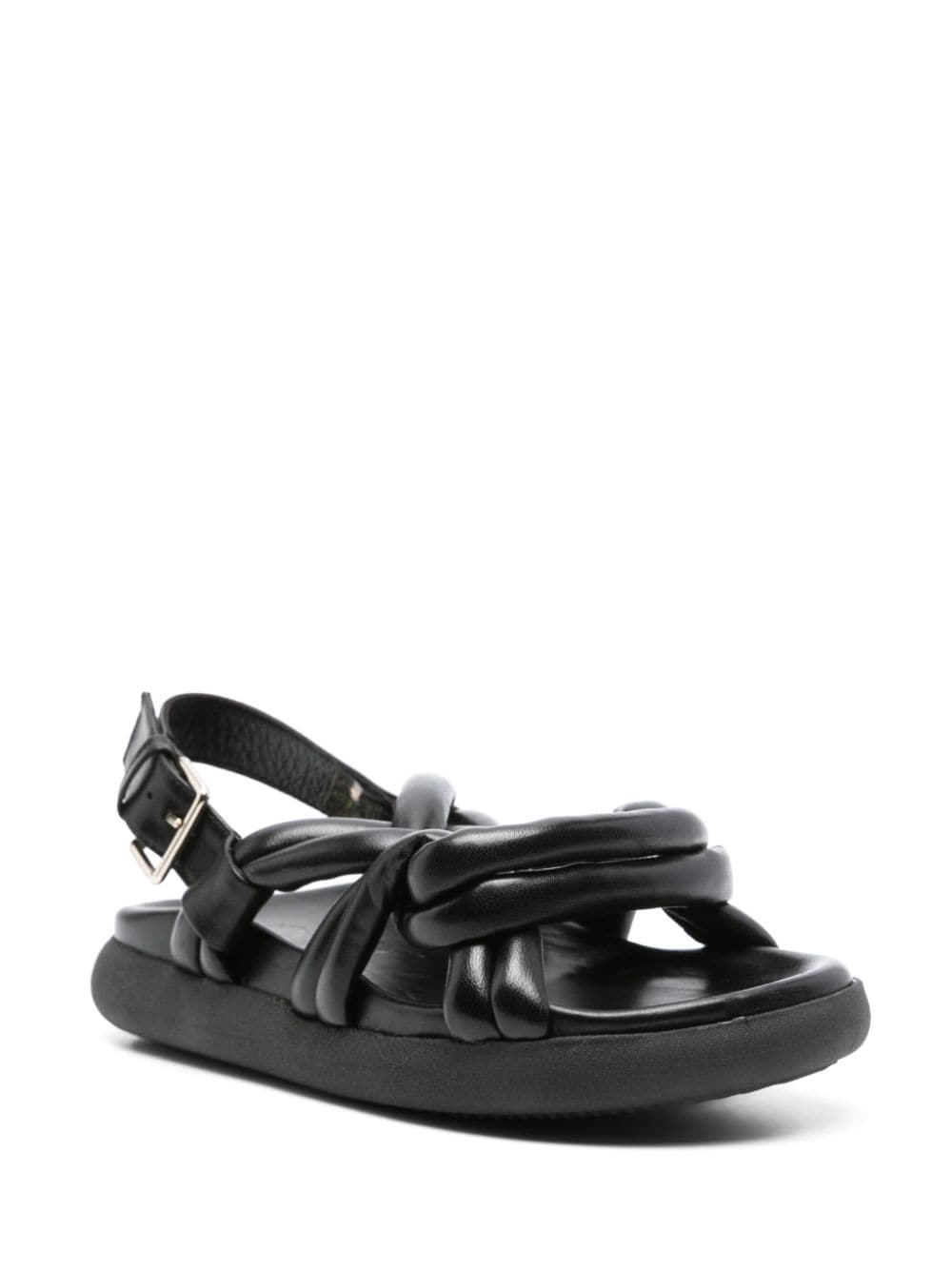 Shop Souliers Martinez Telva Leather Sandals In Black