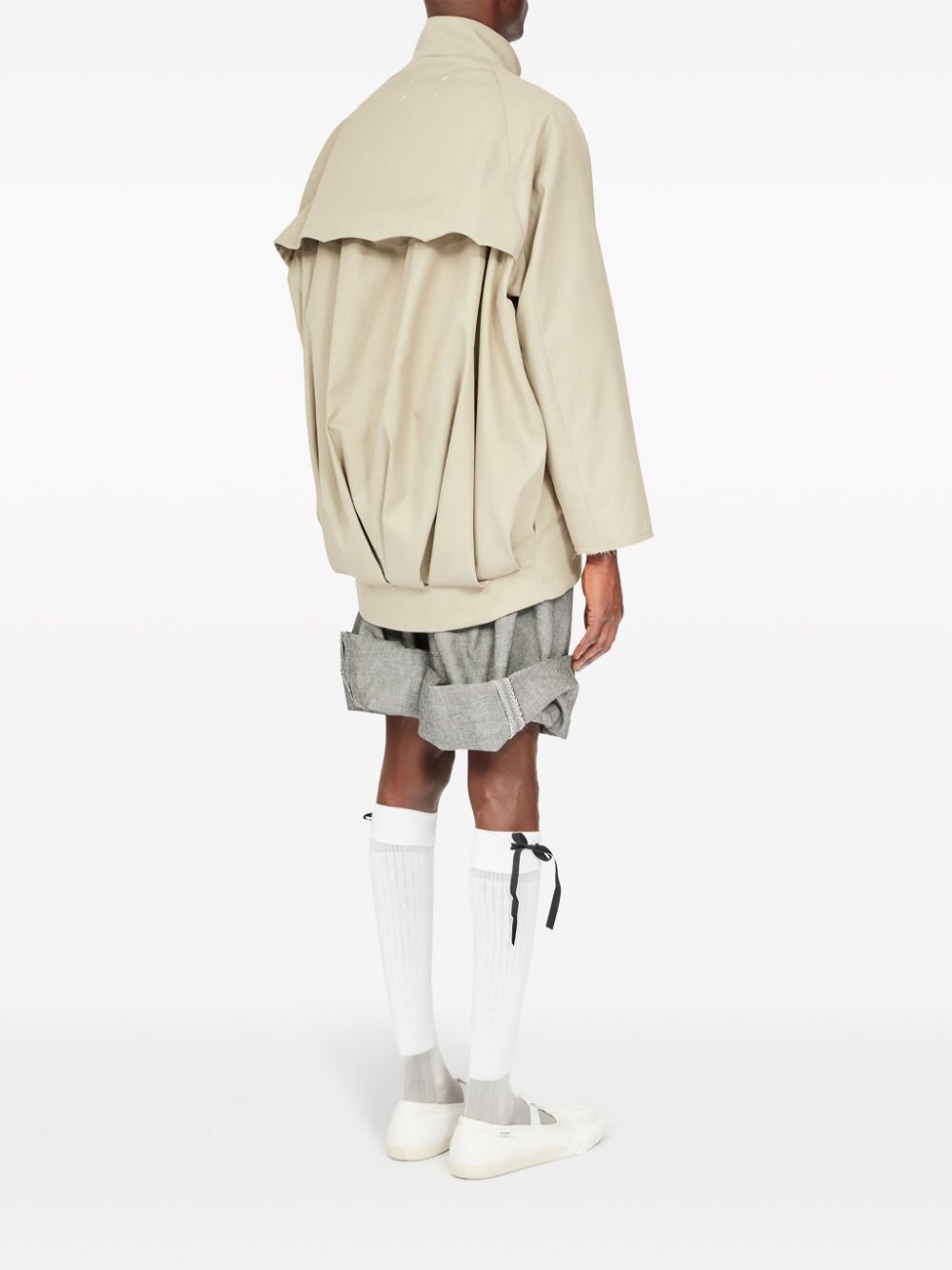 Shop Maison Margiela Pleat-detailing Cotton Jacket In Neutrals