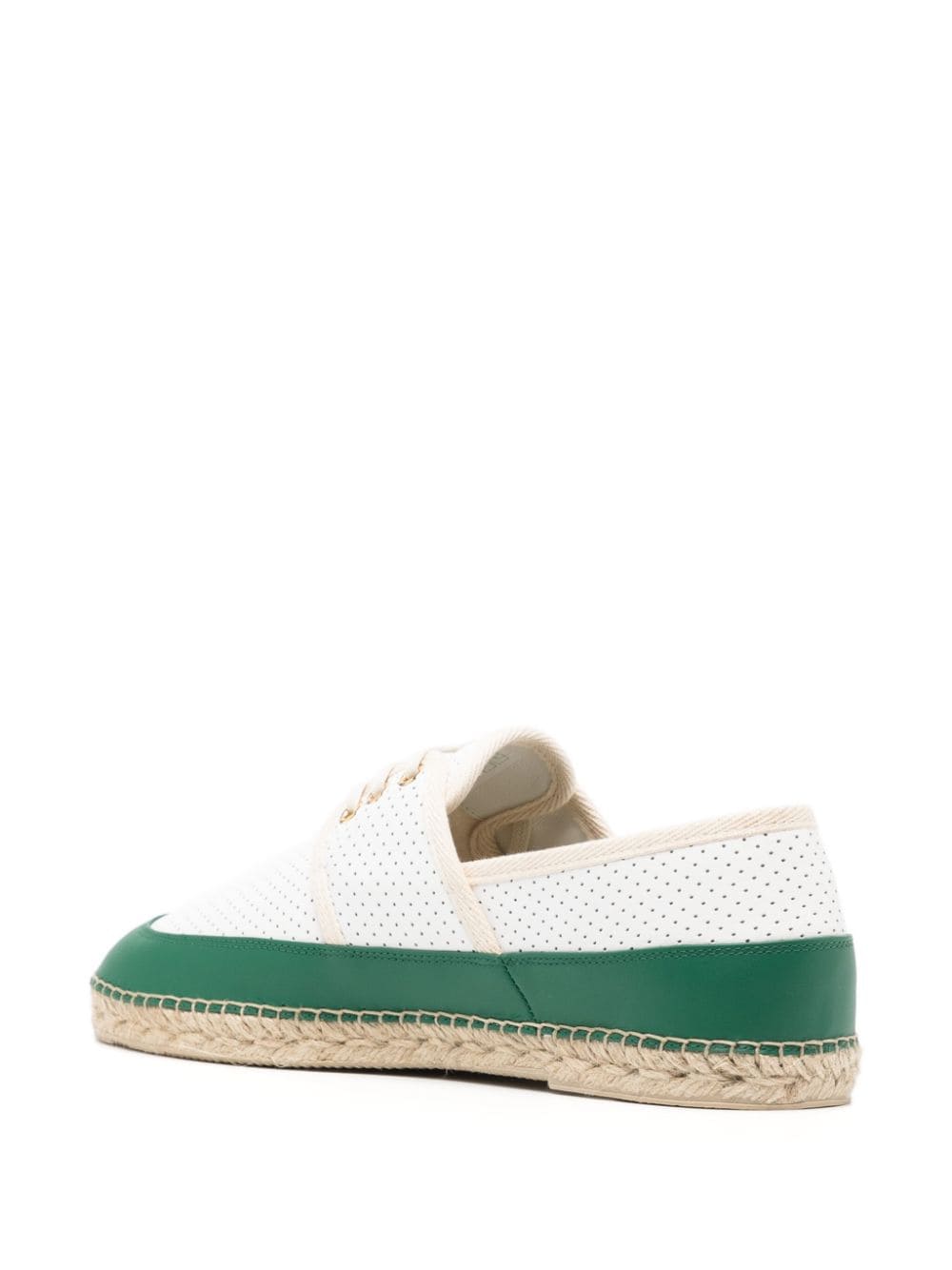 Shop Casablanca Perforated Leather Espadrilles In White