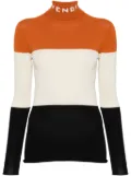 FENDI logo-intarsia colour-block jumper - Orange