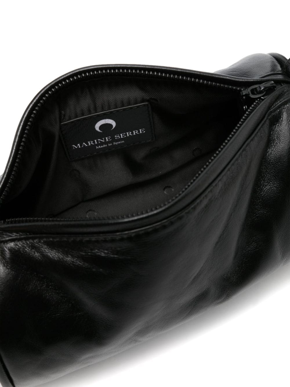 Shop Marine Serre Billow Leather Crossbody Bag In Black