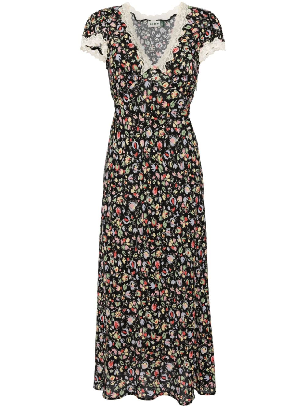 Rixo Clarice floral-print dress Zwart