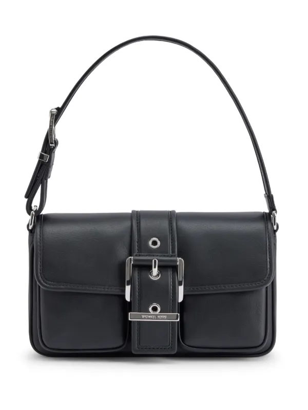 Michael Kors Buckled Leather Shoulder Bag Black FARFETCH PH