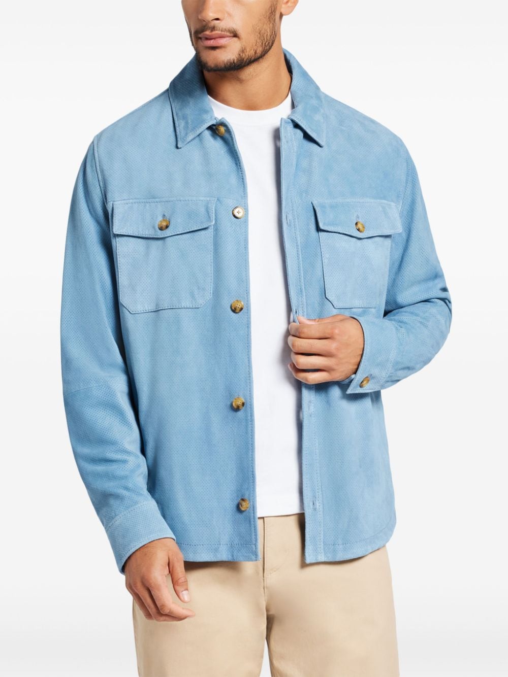 Michael Kors suede shirt jacket - Blauw