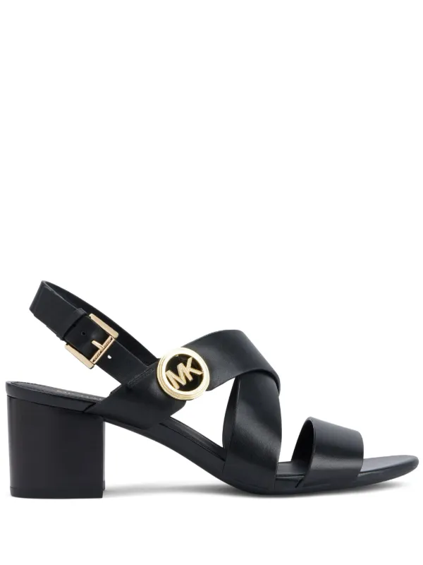 Michael Kors Vera logo-plaque Leather Sandals | Black | FARFETCH UK