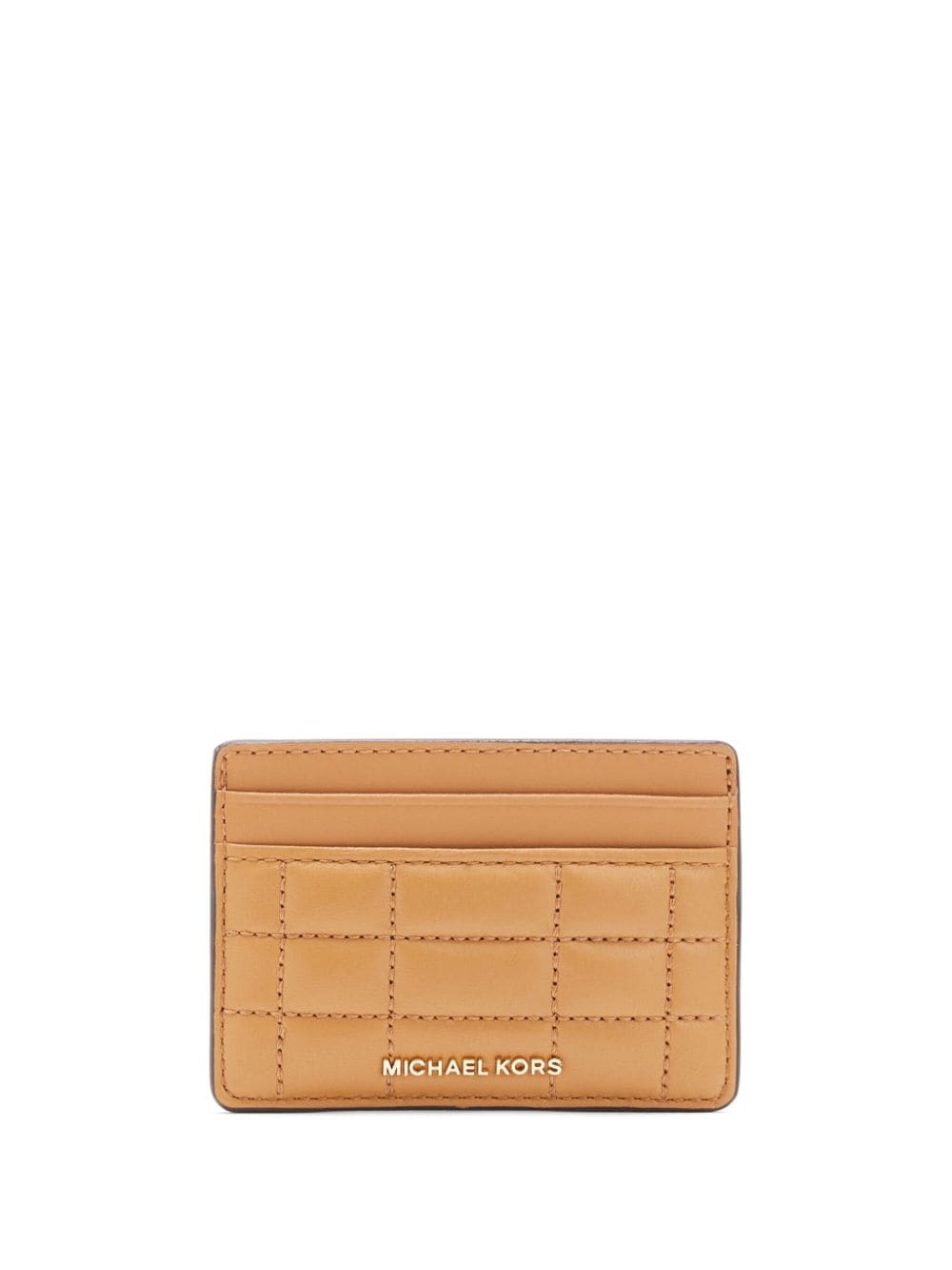 Michael Kors Leather Logo Card Holder In Neutrals
