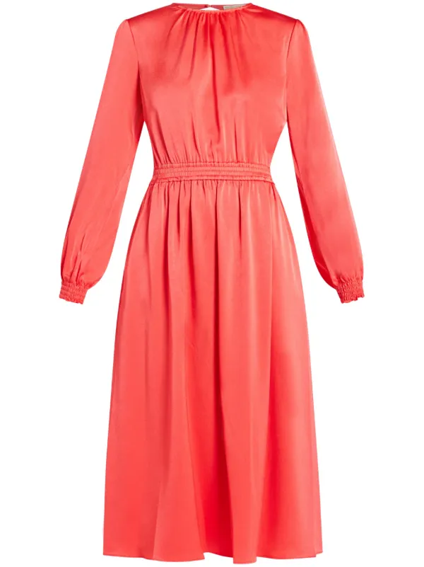 knee length dresses for ladies Melody Chain Strap Satin Midi Dress • Shop American Threads Women's Trendy Online Boutique Pink / M main image 1