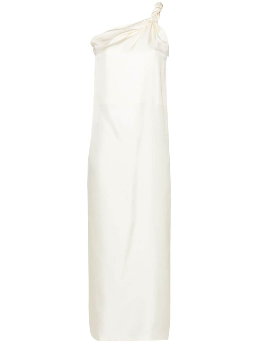 Loulou Studio Adela Asymmetric Silk Midi Dress In Weiss