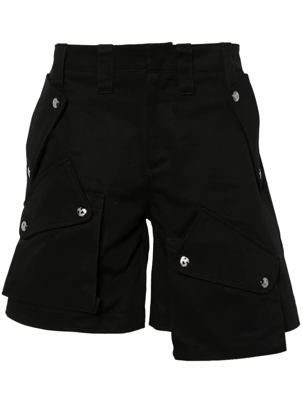 Shop Members Of The Rage Mid-rise Twill Cargo Shorts In Black