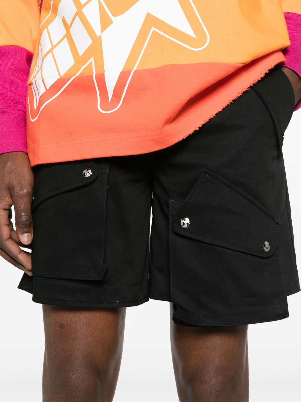 Shop Members Of The Rage Mid-rise Twill Cargo Shorts In Black