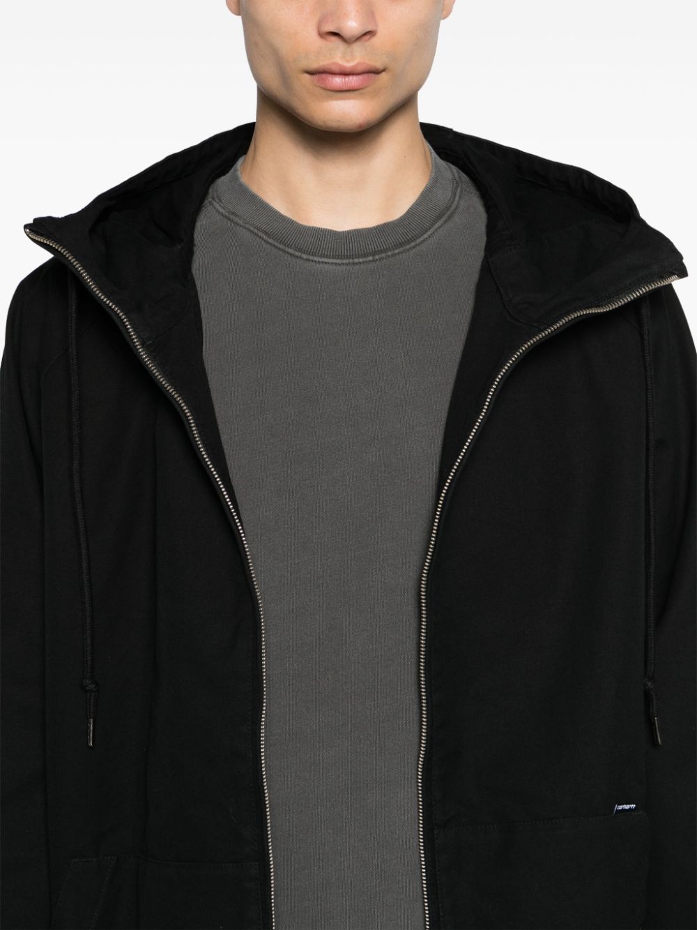 Shop Carhartt Madock Canvas Hooded Jacket In Black