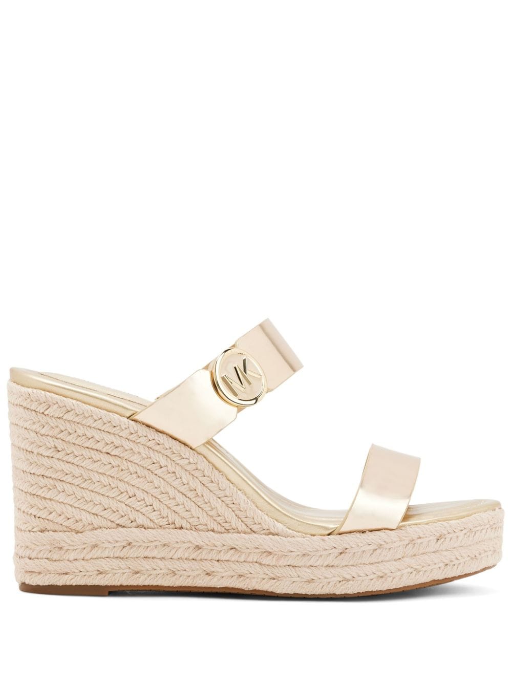 Michael Kors Lucinda Leather Wedge Sandals In Gold
