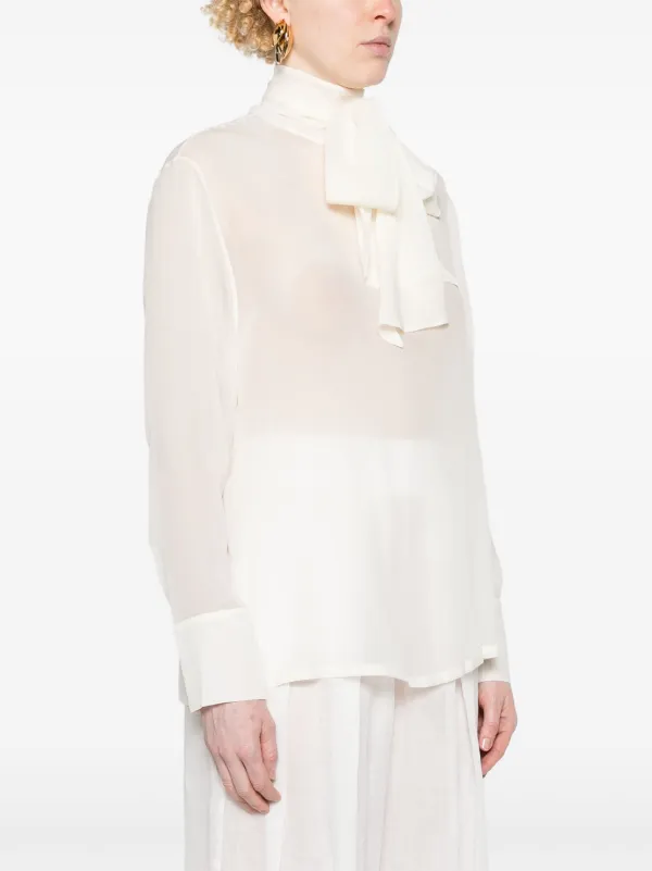 Fabiana Filippi タイネック シアーブラウス | ホワイト | FARFETCH JP