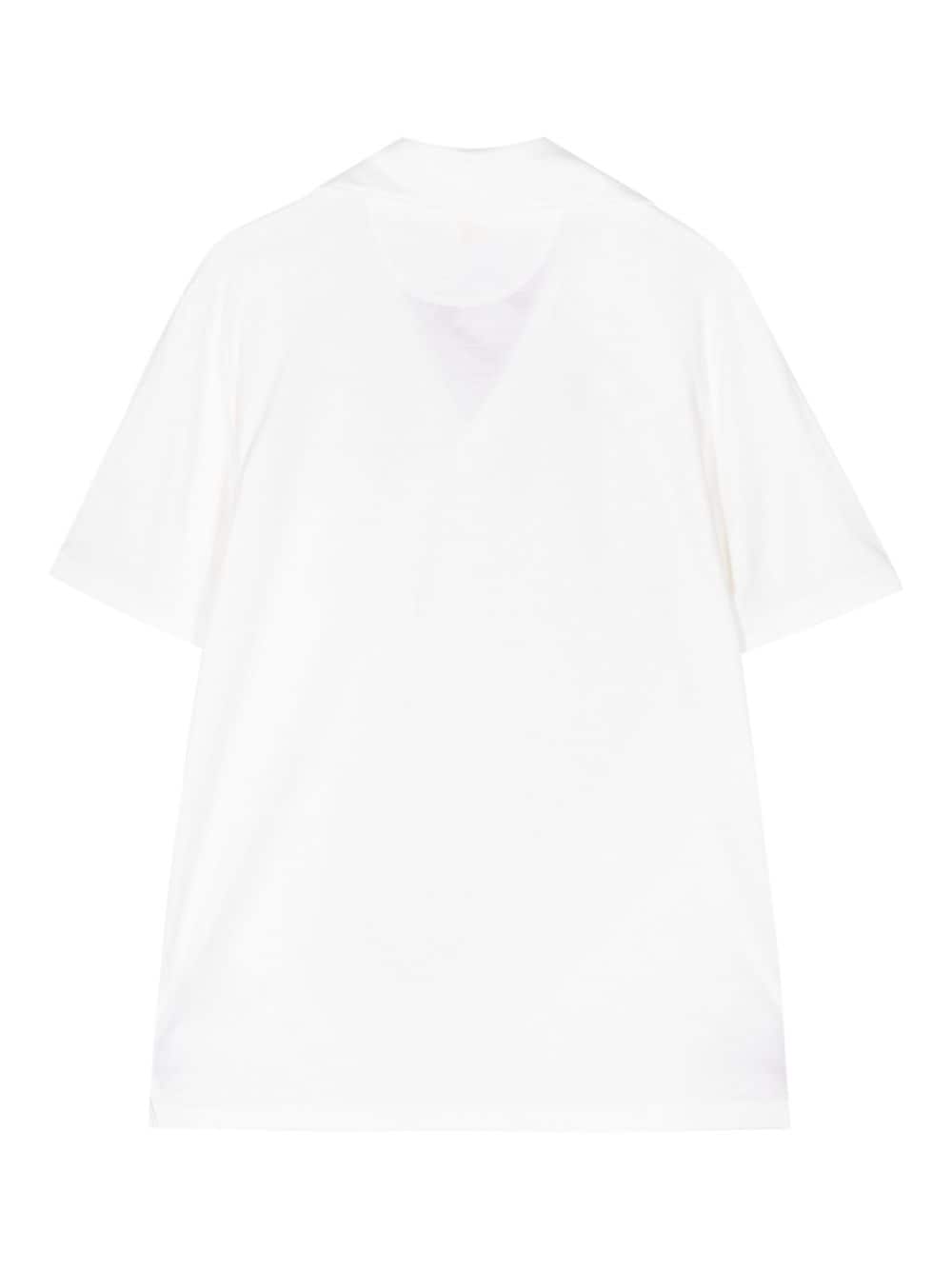 Shop Colombo Short-sleeve Straight-hem Polo Shirt In White