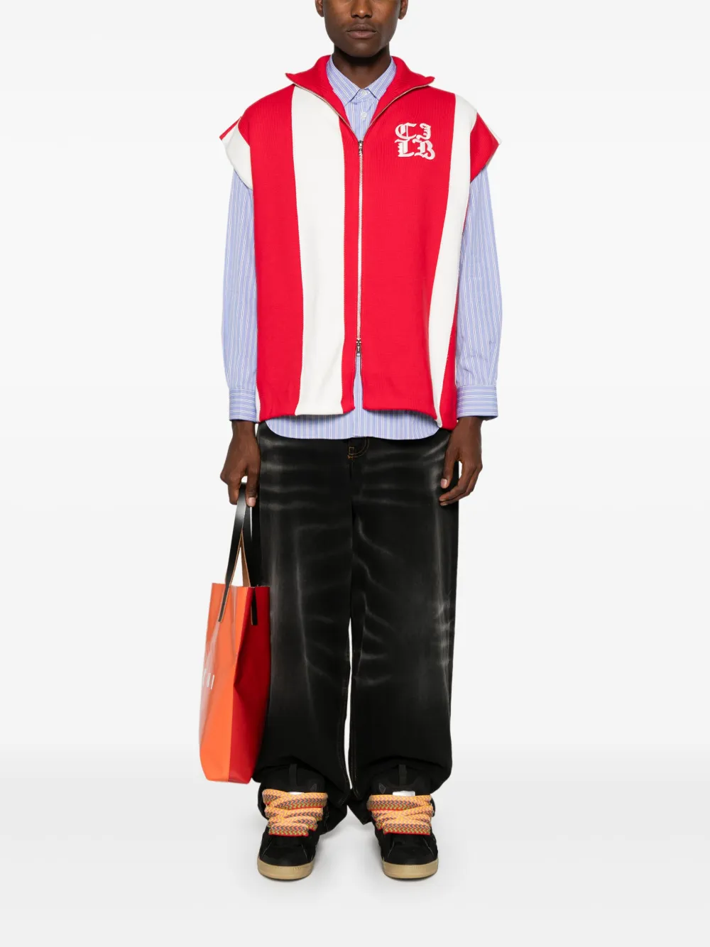 Charles Jeffrey Loverboy Gestreepte trainingstop met geborduurd logo - Rood