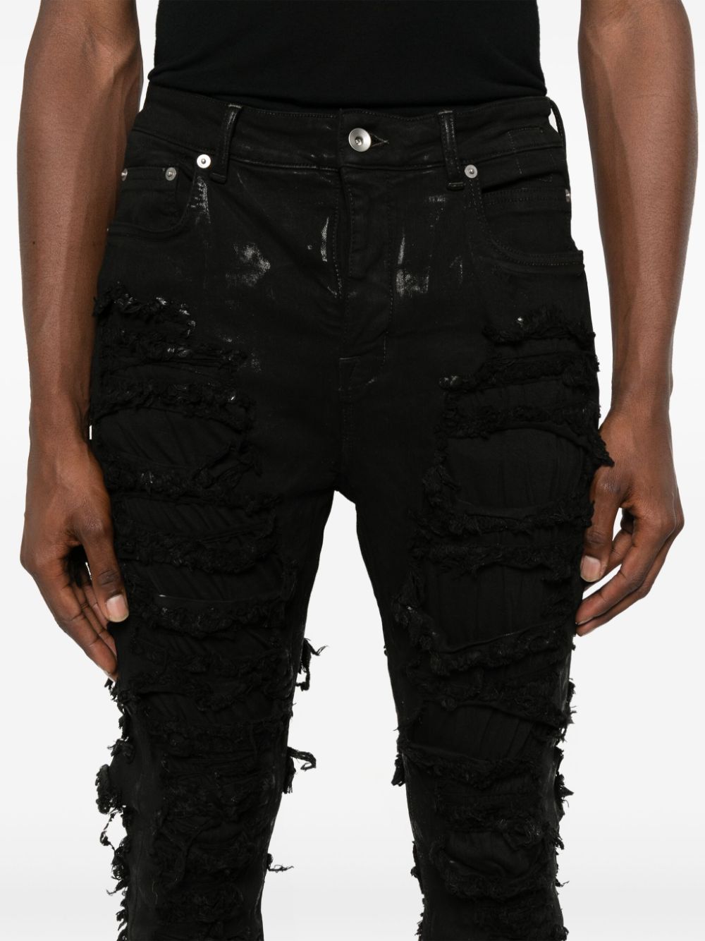 Shop Rick Owens Drkshdw Detroit Distressed Skinny Jeans In Black