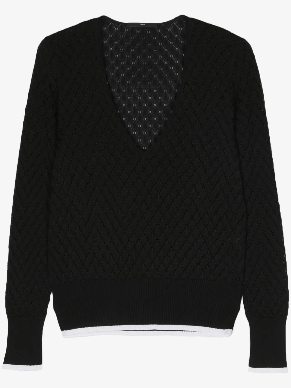 SAPIO Pullover mit Lochstrickmuster | Schwarz | Image 1
