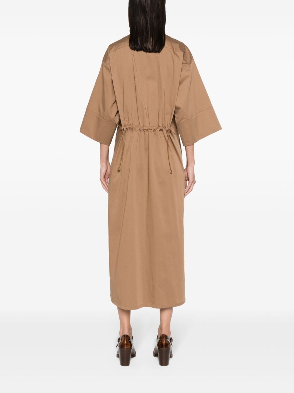 Shop Max Mara Eulalia Drawstring-waist Dress In Brown