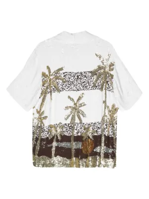 Tシャツ・カットソー PAROSH Women Tunic Tops D313059STEVEN WHITE Logo t-shirt MIU MIU | Blondie Shop