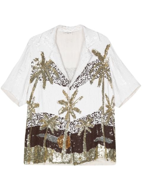 P.A.R.O.S.H. palm tree-print sequin-embellished shirt