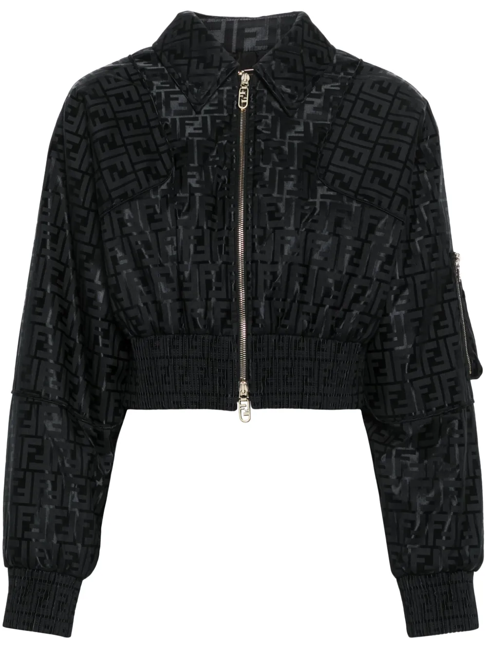 FF-jacquard padded cropped jacket