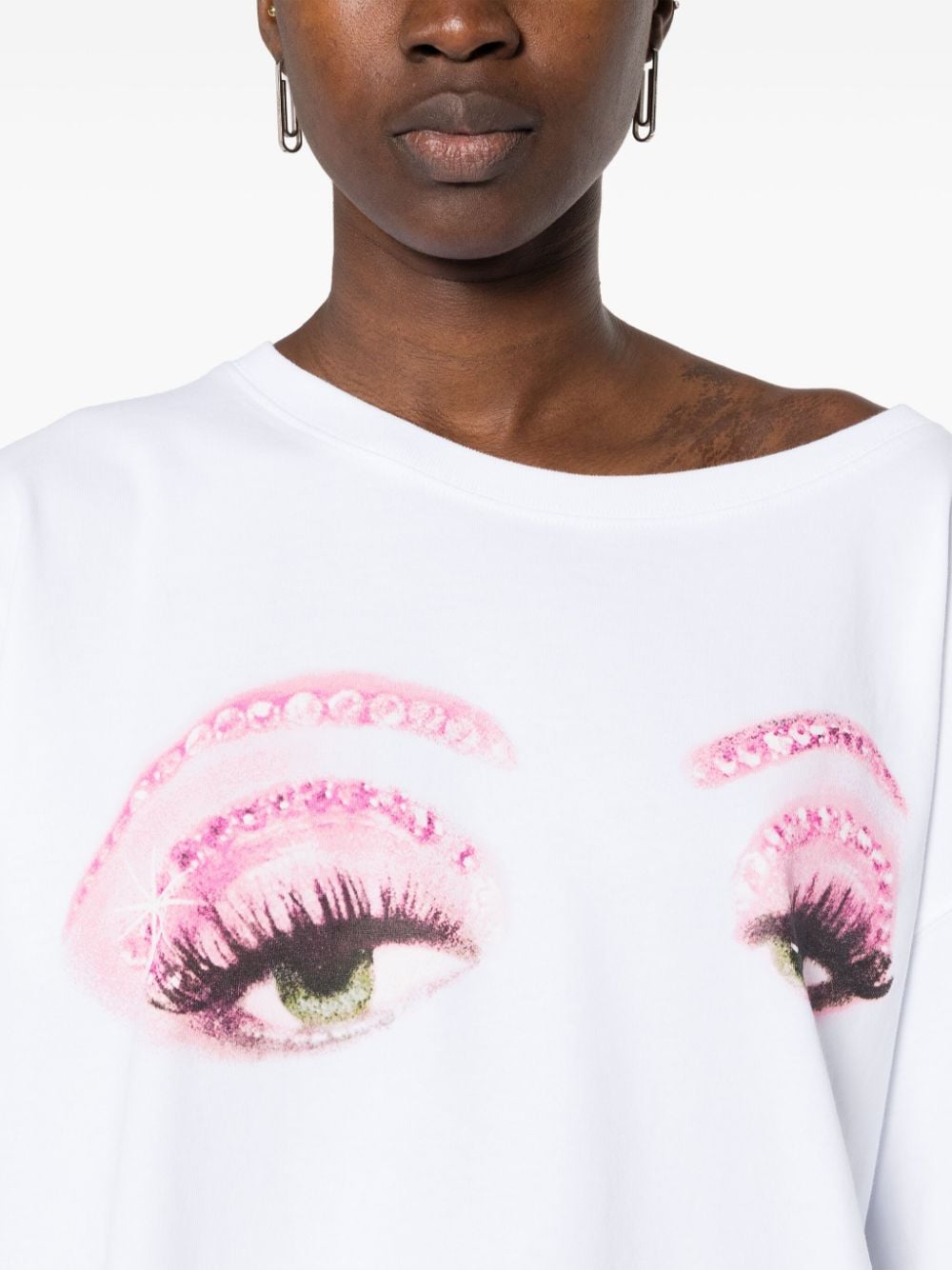 Shop All In Allina Eyes-print Cotton T-shirt In White