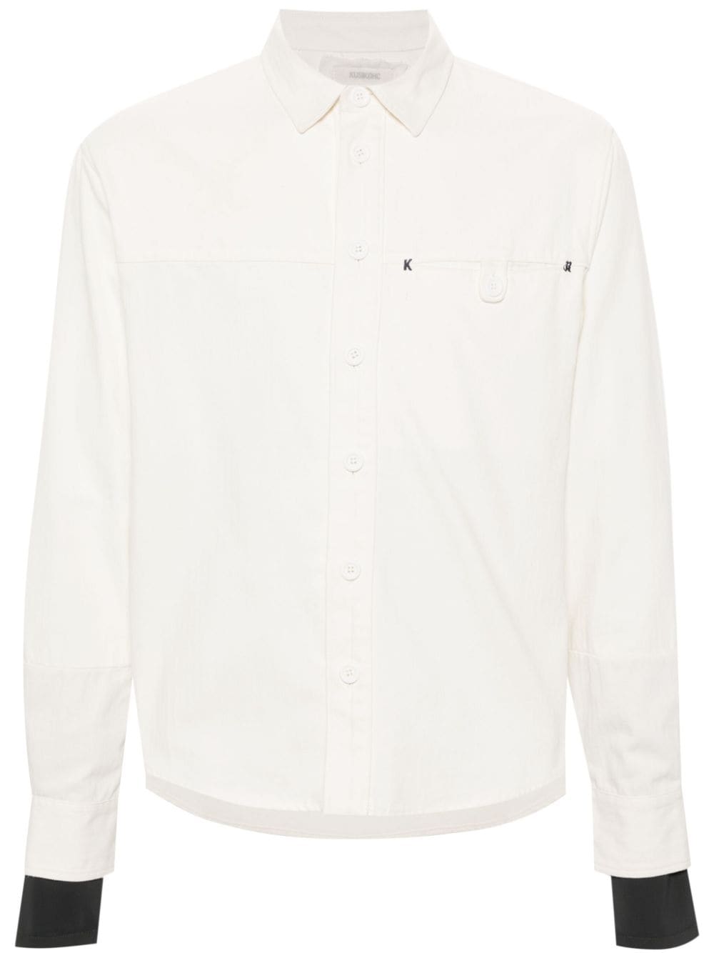 Kusikohc Herringboned Cotton Shirt In White