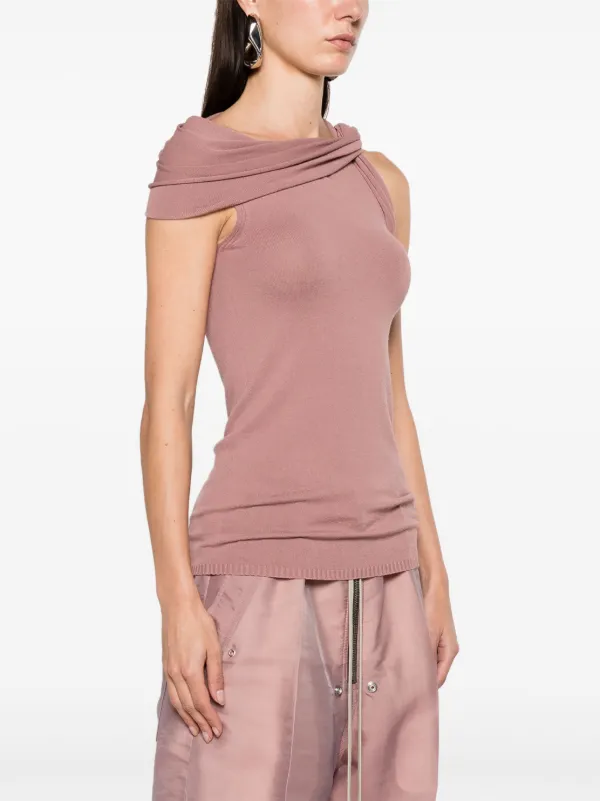 Rick Owens twisted-neckline Knitted Tank Top | Pink | FARFETCH