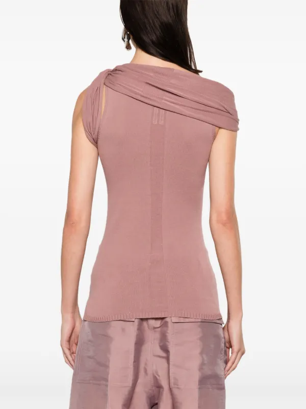 Rick Owens twisted-neckline Knitted Tank Top | Pink | FARFETCH