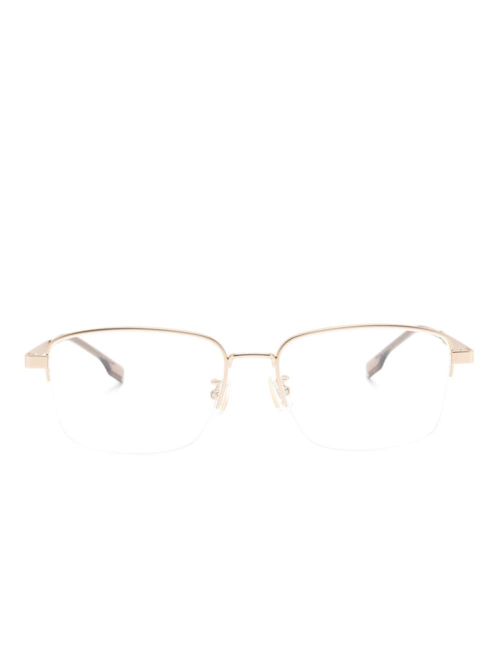 Hugo Boss Rectangle-frame Glasses In Gold
