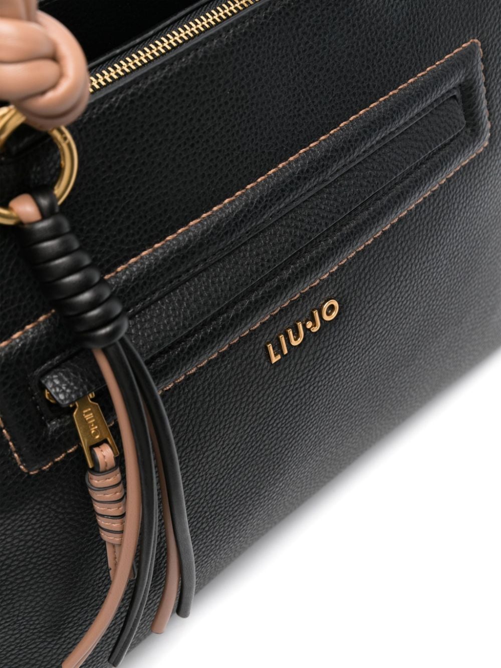 Shop Liu •jo Logo-lettering Shoulder Bag In Black