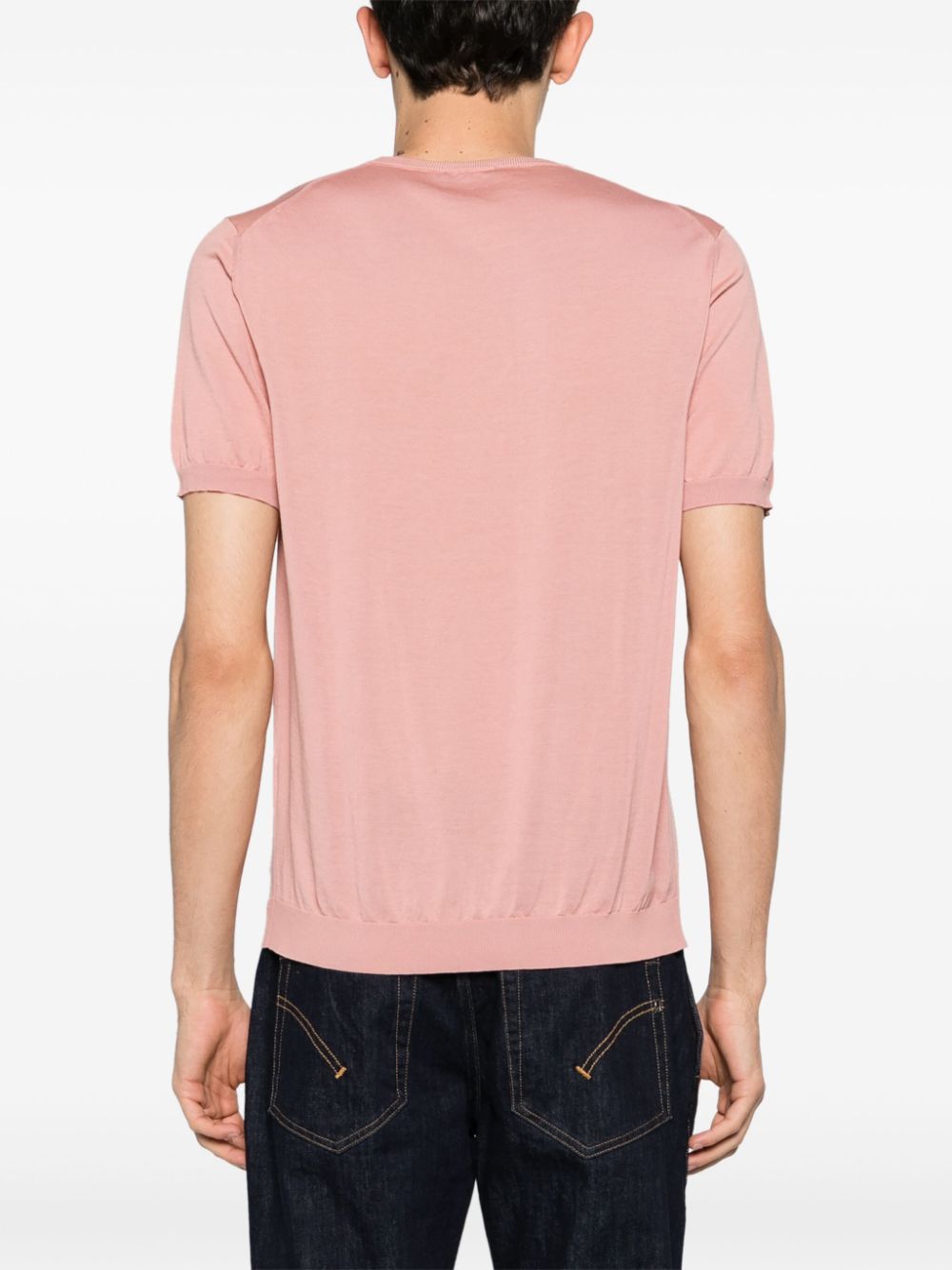 Shop Drumohr Short-sleeves Fine-knit Jumper In Pink