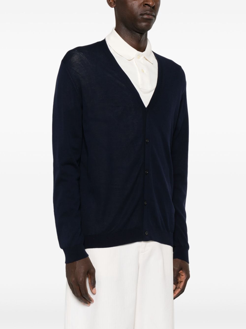 NUUR V-NECK FINE-KNIT CARDIGAN 