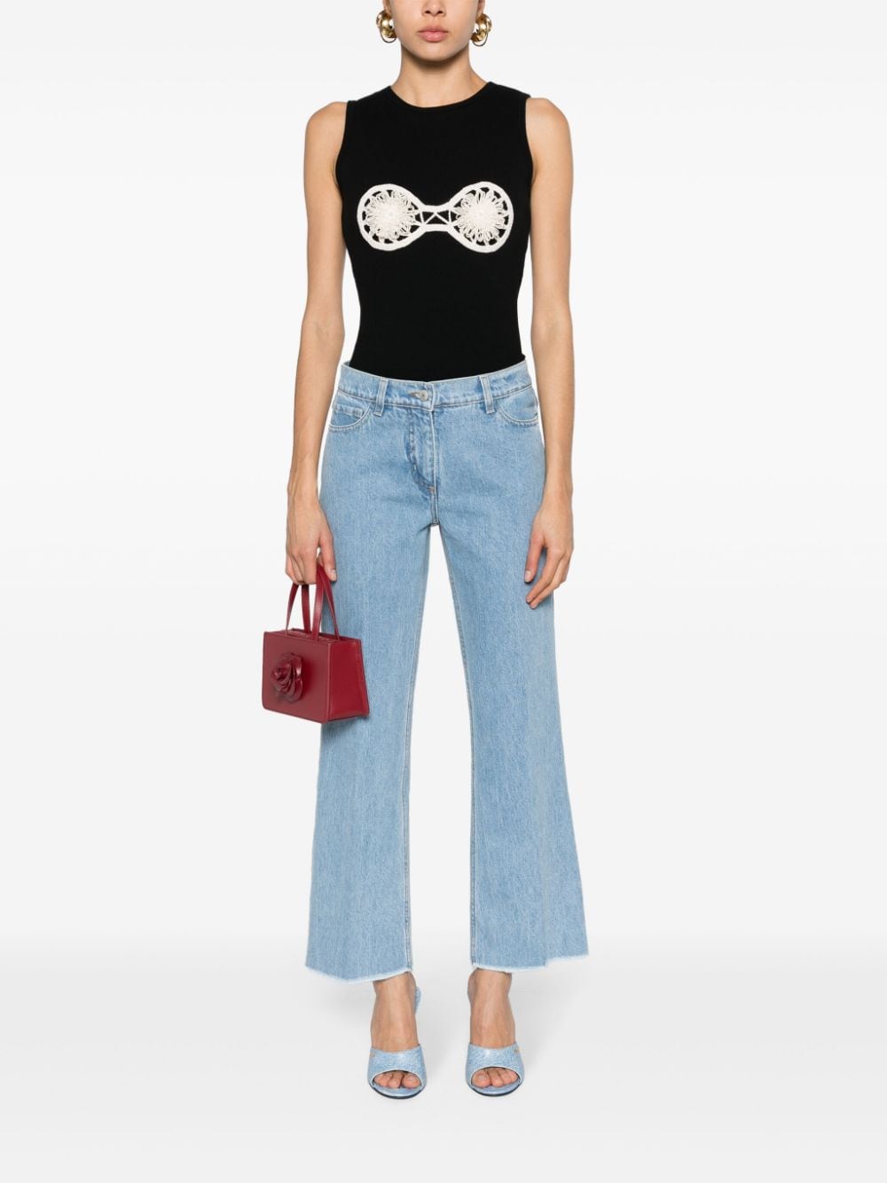 Shop Magda Butrym Mid-rise Flared Jeans In Blue
