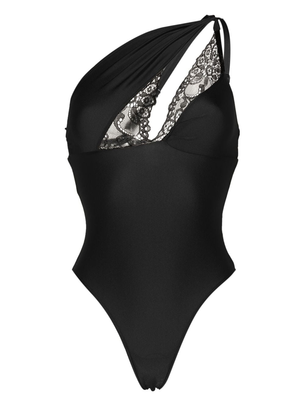 Coperni Lace-trim Swimsuit In Black