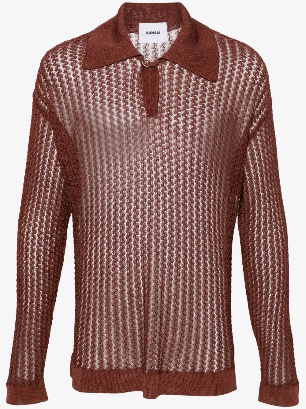 Bonsai V-neck polo-collar sweater | Brown | Image 1
