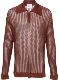 Bonsai long-sleeve open-knit polo shirt - Brown