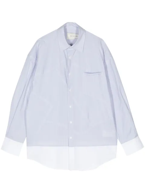 Feng Chen Wang logo-embroidered patchwork shirt
