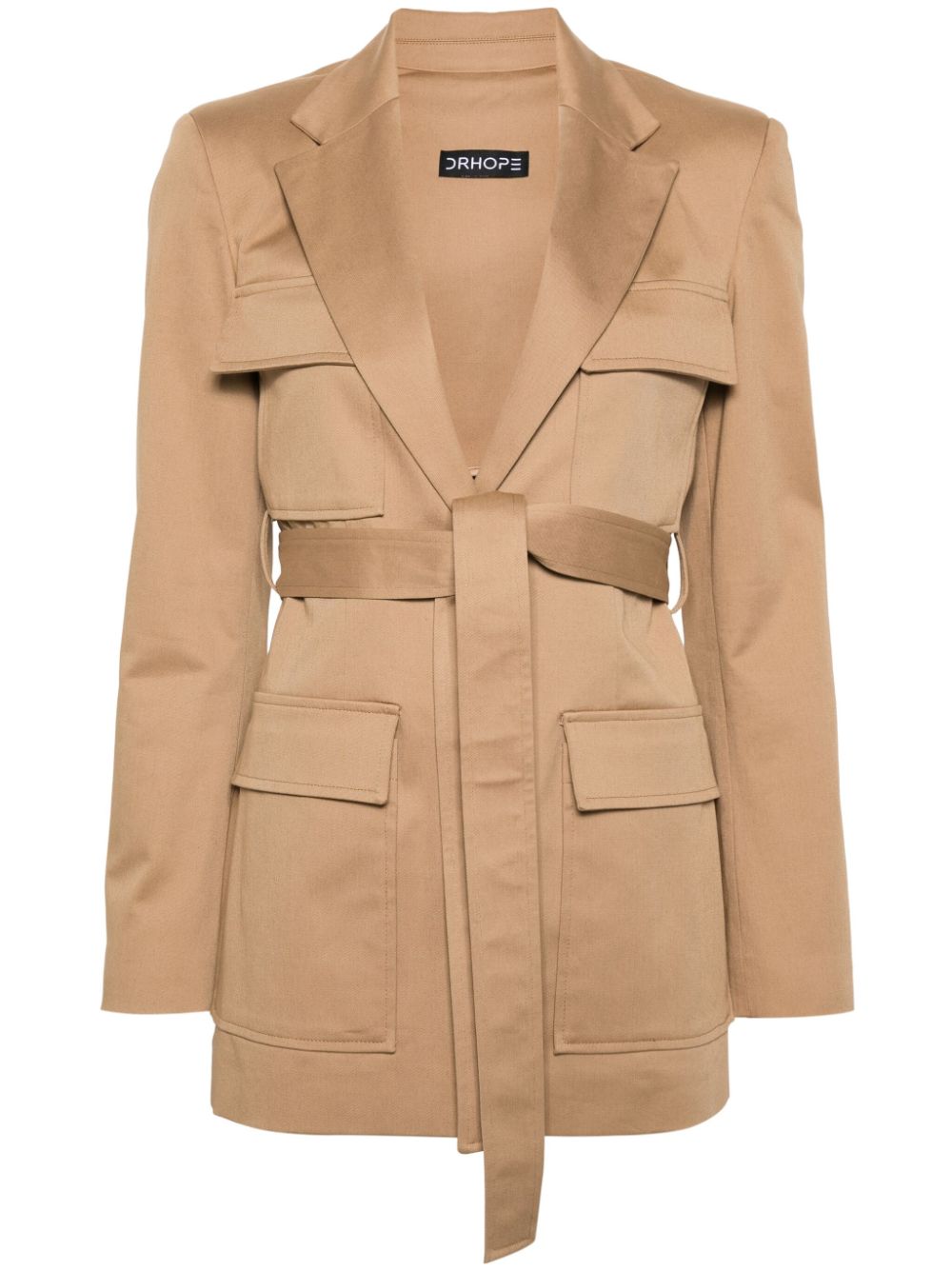 Drhope Belted Single-breasted Military Jacket In Neutrals