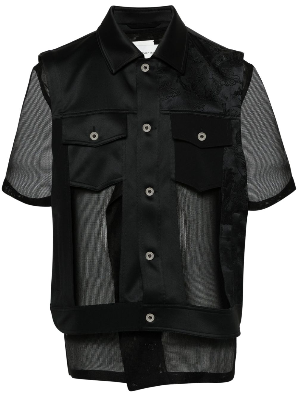 Feng Chen Wang layered cut-out vest Zwart