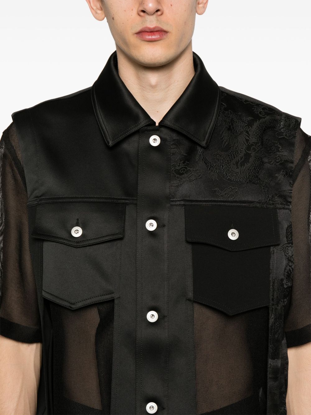 Shop Feng Chen Wang Layered Cut-out Vest In Black