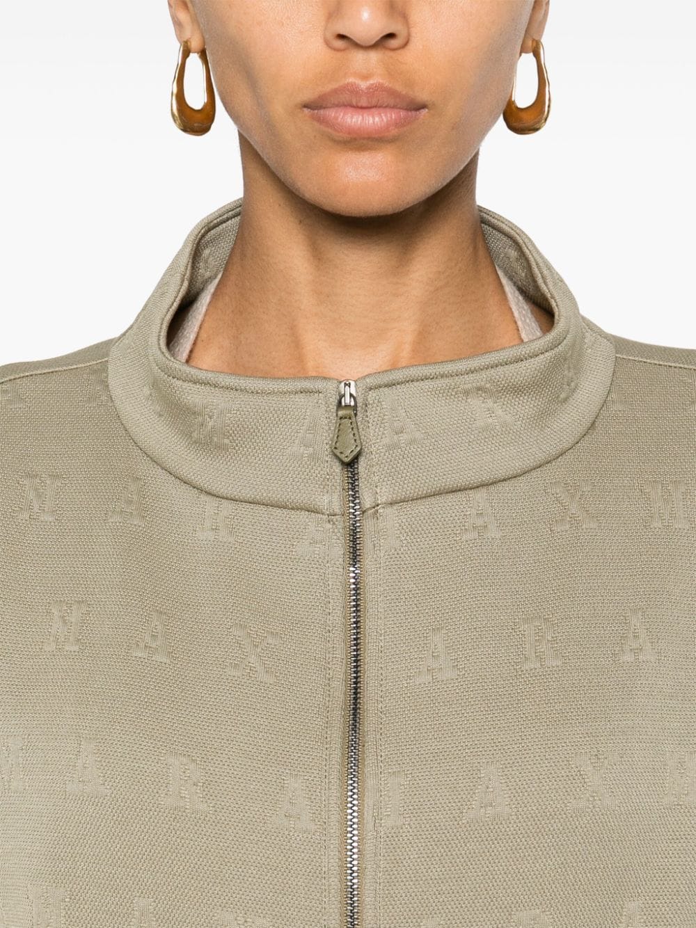 Shop Max Mara Logo-embossed Zip-up Jacket In Green