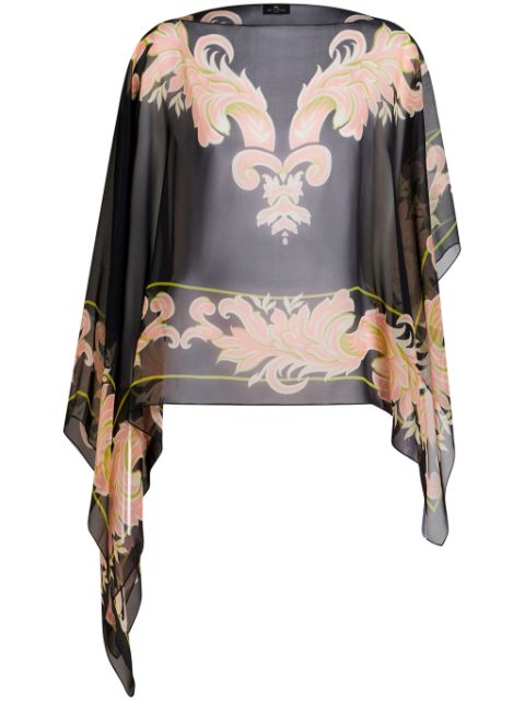 ETRO Venus-print silk poncho Women