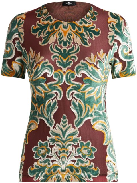 ETRO patterned-jacquard tulle T-shirt Women