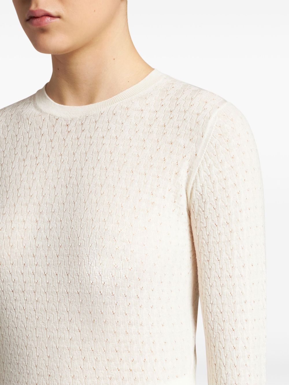 Shop Etro Cable-knit Wool Jumper In Weiss