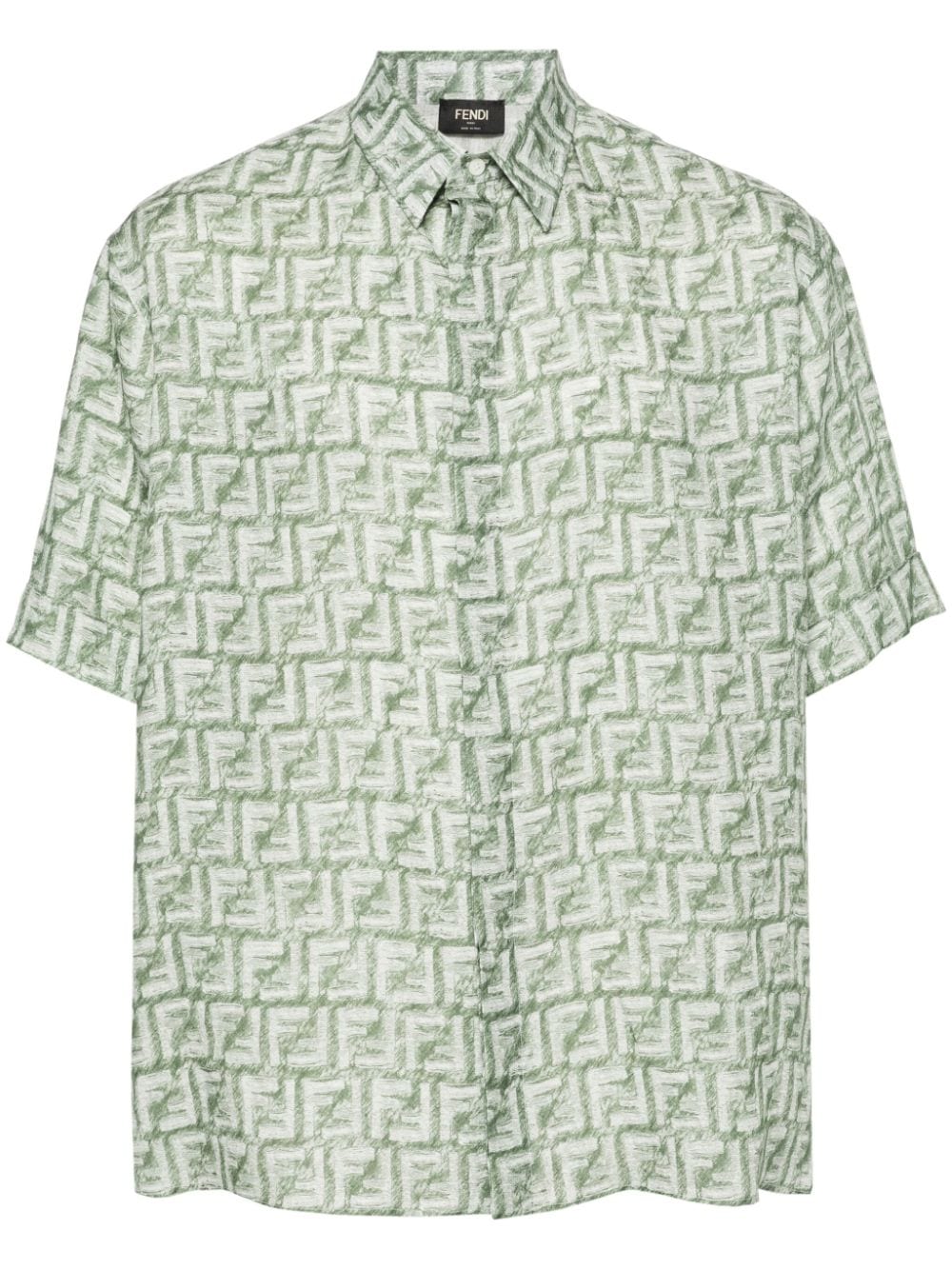 Shop Fendi Ff-motif Linen Shirt In Green