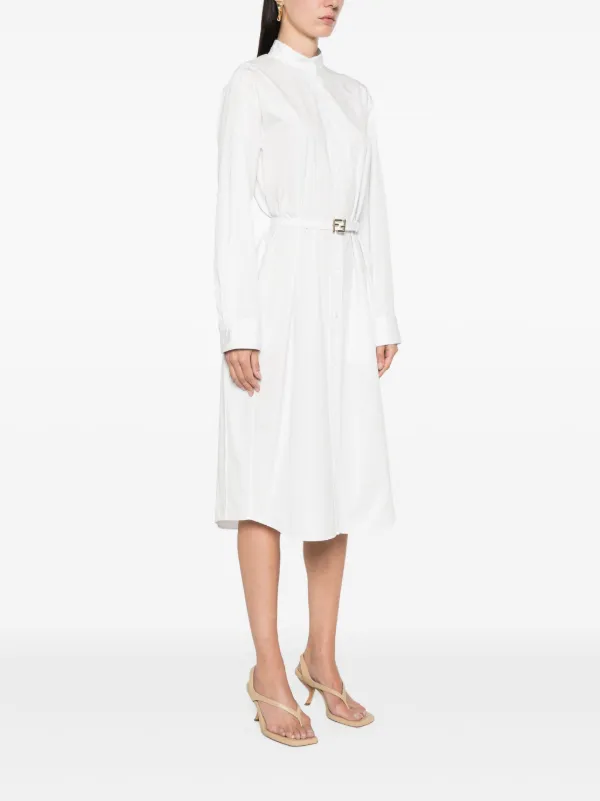FENDI｜DRESSES (White Poplin Dress (FDD008 ARU3 F1F3H)) FENDI Belted Shirt Dress | White | FARFETCH