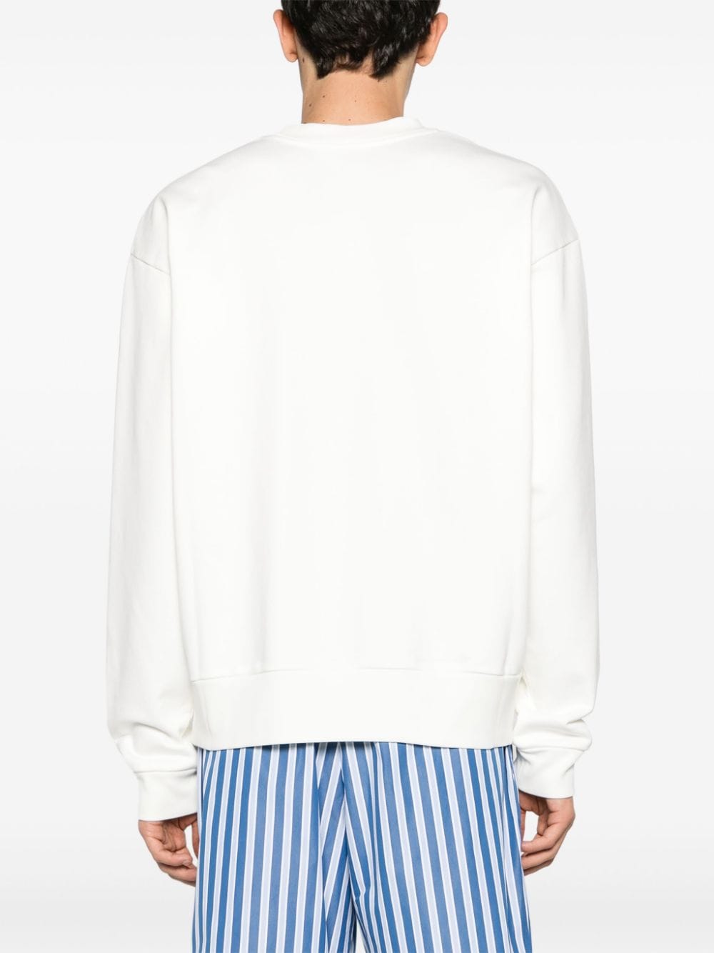 Shop Marni Logo-print Cotton Sweatshirt In Neutrals